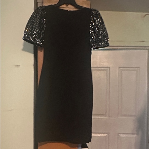 Calvin Klein Black Dress with Sequin Sleeves - Picture 4 of 5